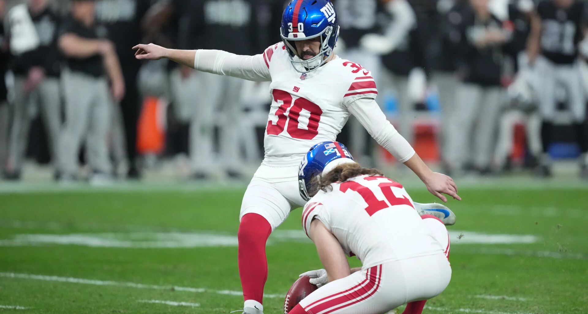 New York Giants kickers put on a show during Wednesday's practice