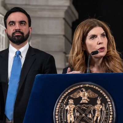 Mayor Zohran Mamdani and City Council Speaker Julie Menin announce an agreement to extend the city’s executive budget deadline, City Hall, New York, United States - 28 Apr 2026