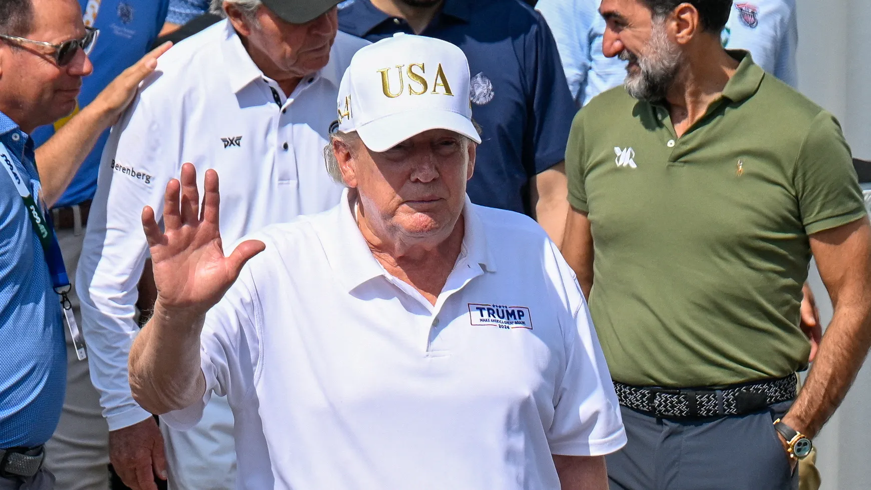 Donald Trump attends LIV New York with Yasir Al-Rumayyan, Gary Player