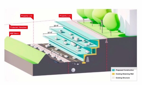 This schematic shows the construction area of the city’s planned BQE Central rehabilitation. Diagram: NYCDOT (Diagrams preliminary and subject to change.)