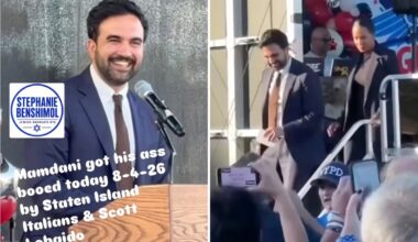 Grinning Mamdani relentlessly booed at NYPD Staten Island event