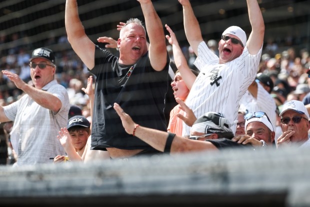 A Chicago White Sox fans cheer in the eighth inning against the New York Mets at Rate Field on Aug. 23, 2026. (Eileen T. Meslar/Chicago Tribune)