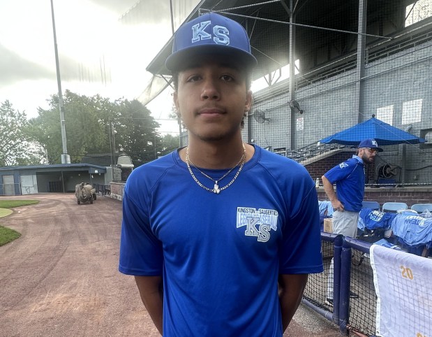 Kingston-Saugerties American Legion pitcher Jaylen Mclean is photographed on Sunday, Aug. 2, 2026, at Cantine Field at Saugerties, N.Y. (Rick Remsnyder/Daily Freeman)