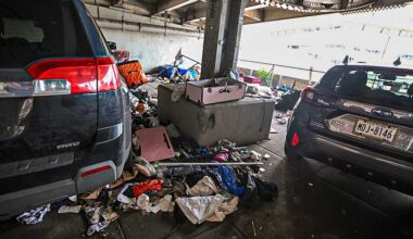 Mounds of trash and foul smells pervade Lower Manhattan as homeless takeover FDR Drive