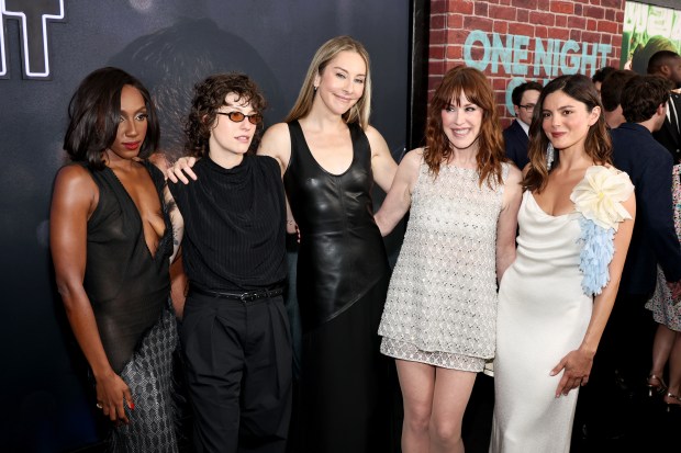 NEW YORK, NEW YORK - AUGUST 03: (L-R) Ziwe Fumudoh, King Princess, Will Gluck, Este Haim, Molly Ringwald, and Monica Barbaro attend the "One Night Only" New York Premiere at SVA Theater on August 03, 2026 in New York City. (Photo by Jamie McCarthy/Getty Images)