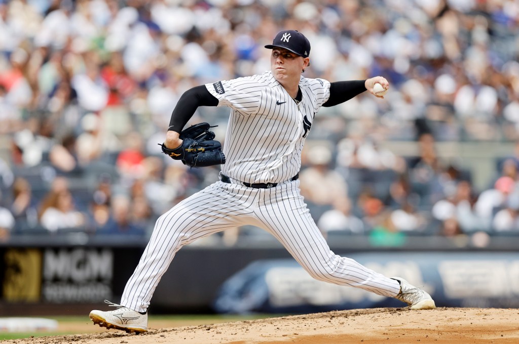 Ryan Weathers pitches during the second inning against the Toronto Blue Jays at Yankee Stadium on August 22, 2026 in New York City. 