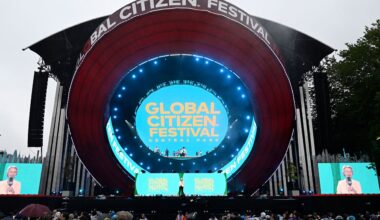Ursula von der Leyen speaks during the Global Citizen Festival on Saturday, Sept. 28, 2024, at Central Park in New York.