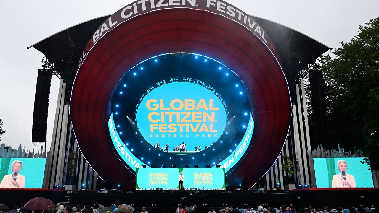 Ursula von der Leyen speaks during the Global Citizen Festival on Saturday, Sept. 28, 2024, at Central Park in New York.