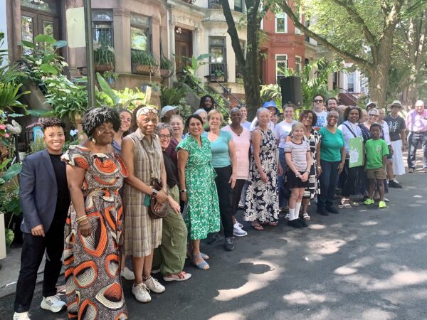 Representatives of many of the participating blocks in the 2026 Greenest Block in Brooklyn contest, with officials. Photo: Mary Frost/Brooklyn Eagle
