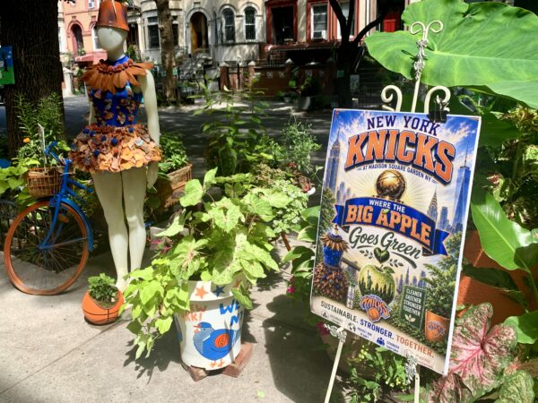 This set of plantings highlights the New York Knicks. Photo: Mary Frost/Brooklyn Eagle