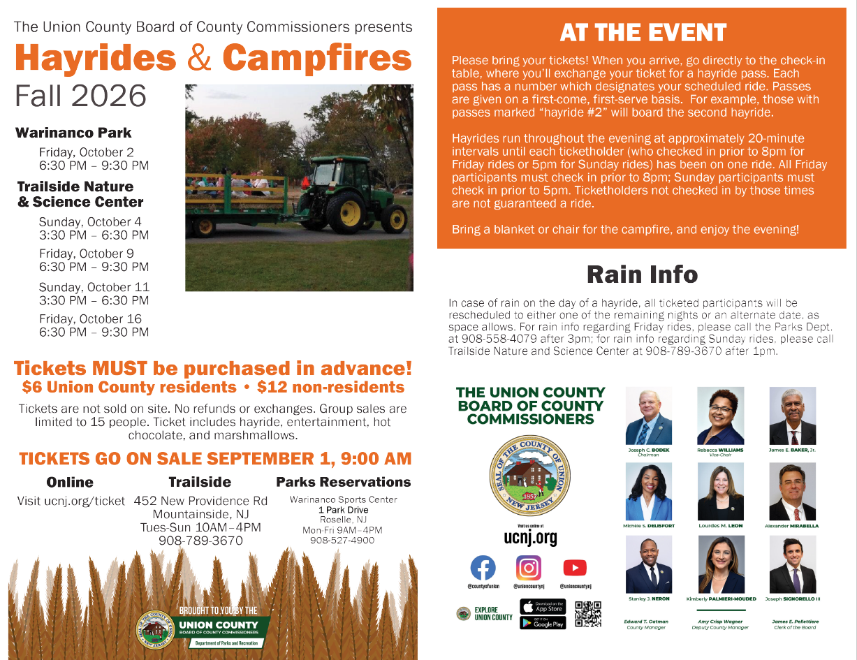 Union County Announces2026 Hayrides & Campfires at Warinanco Park & Trailside Nature & Science Center – County of Union, New Jersey