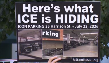 According to protesters, federal immigration officials may have found a place to park at an Icon garage in Tribeca, but not a place to operate unnoticed. (Spectrum News NY1)