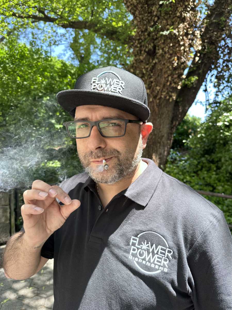 Angelo Kitkas, owner of Flower Power Dispensary, a legal cannabis dispensary.