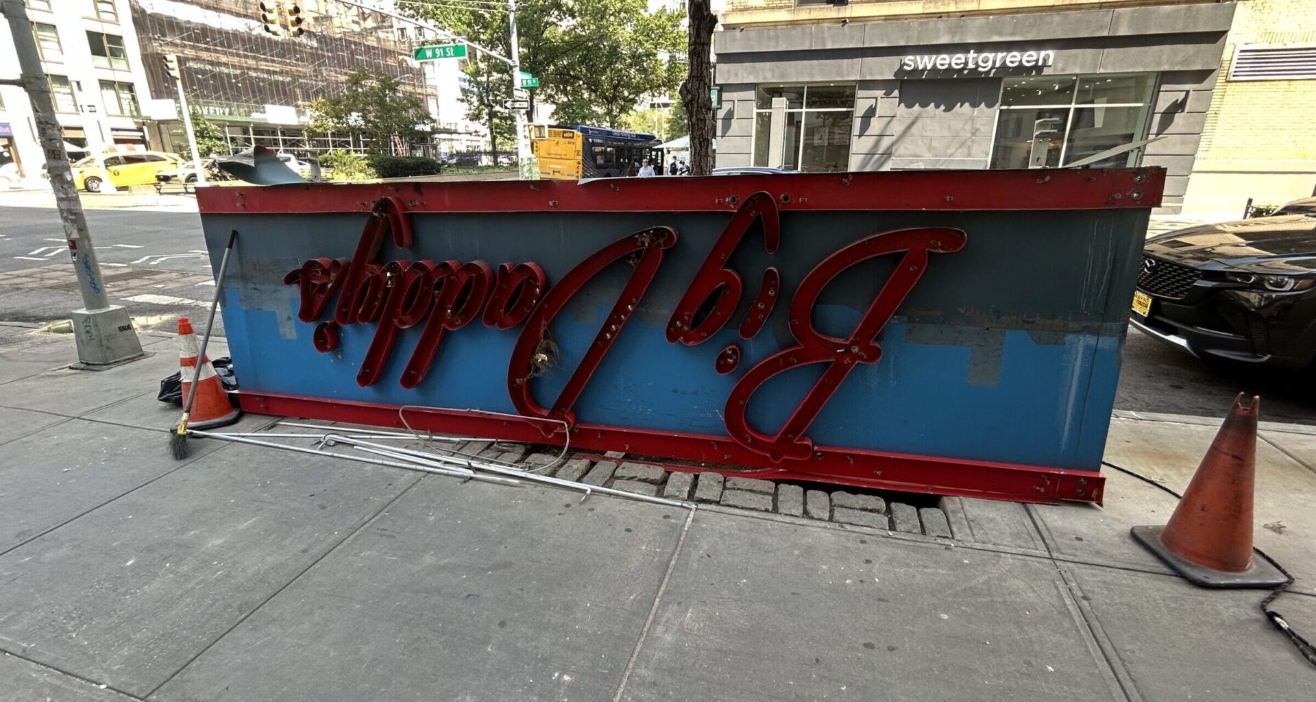 Former UWS Big Daddy's Sign Upside Down on the Sidewalk: Photo of the Day