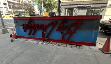 Former UWS Big Daddy's Sign Upside Down on the Sidewalk: Photo of the Day
