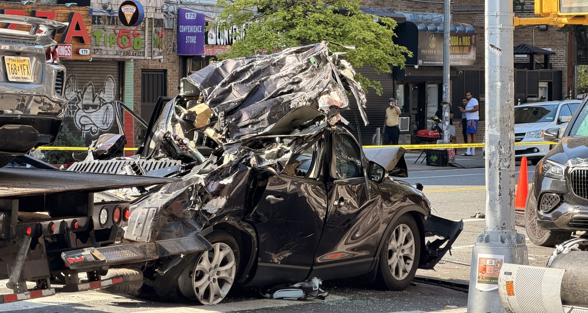 Corvette crashes into Mercedes, then strikes pedestrian, in Manhattan drag race