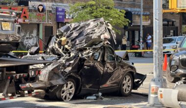 Corvette crashes into Mercedes, then strikes pedestrian, in Manhattan drag race