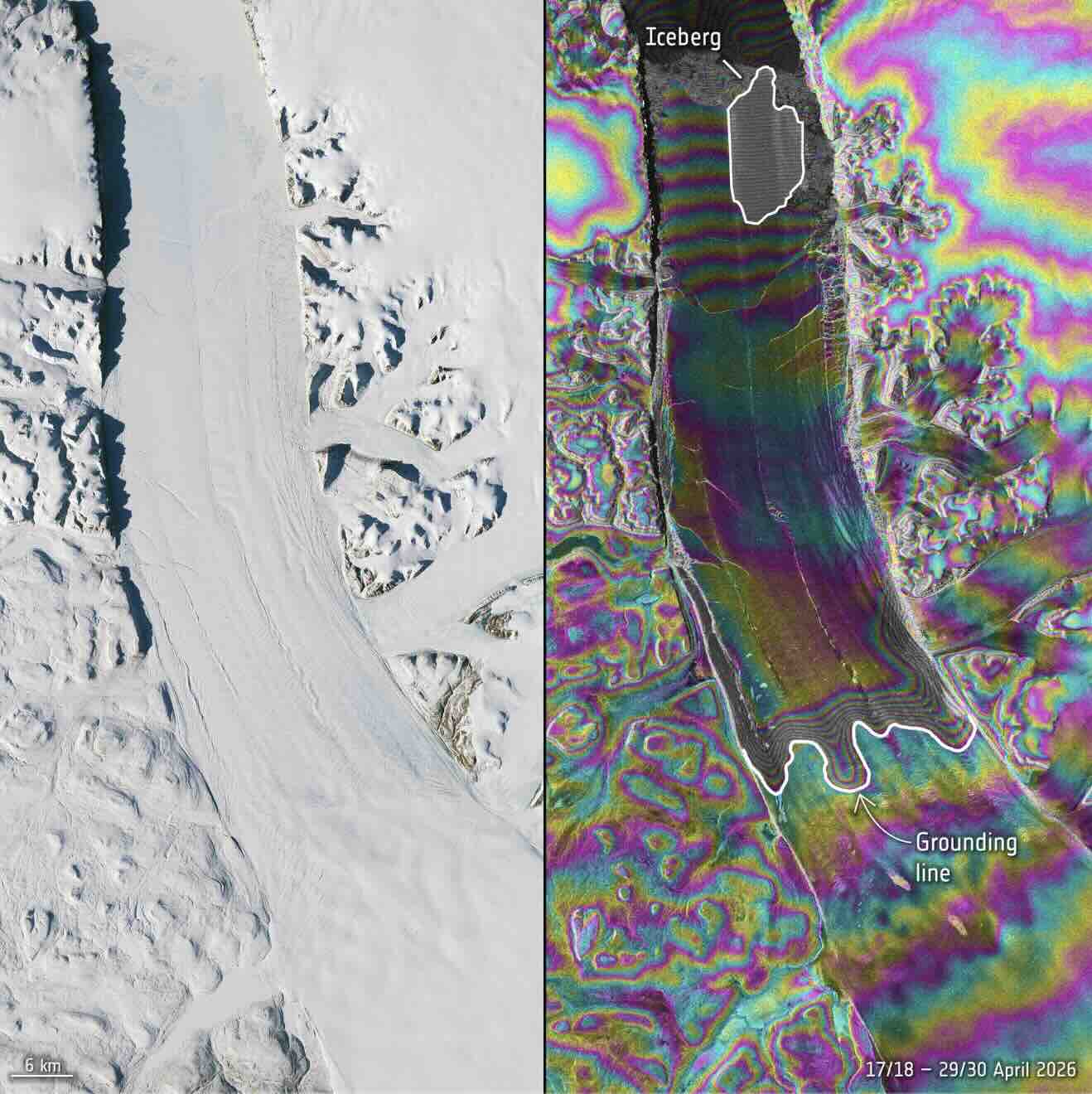 Sentinel mission iceberg Greenland