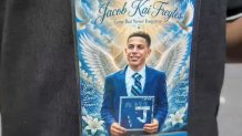 A shirt honors 12-year-old Jacob Freytes, who died from stray bullet one week ago in Mount Eden, The Bronx