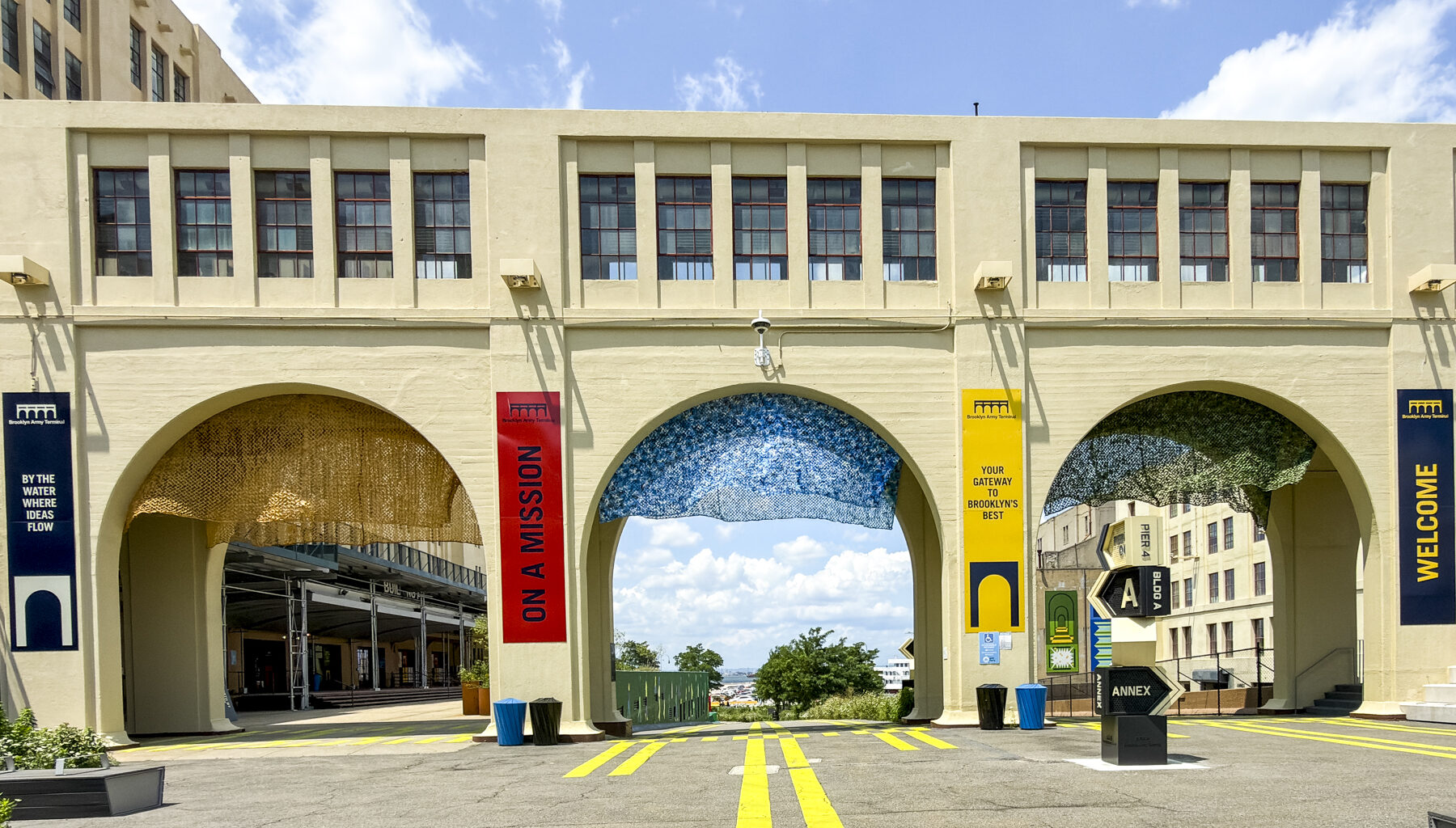 Artist Jean Shin's new work “Tidal Crossing” at Brooklyn Army Terminal. Photo: David Plakke