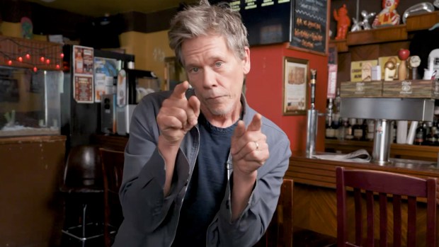 Kevin Bacon dances to mark the lifting of rules that required restaurants or bars to obtain special permission to allow dancing on their premises. (Office of the Governor via X)