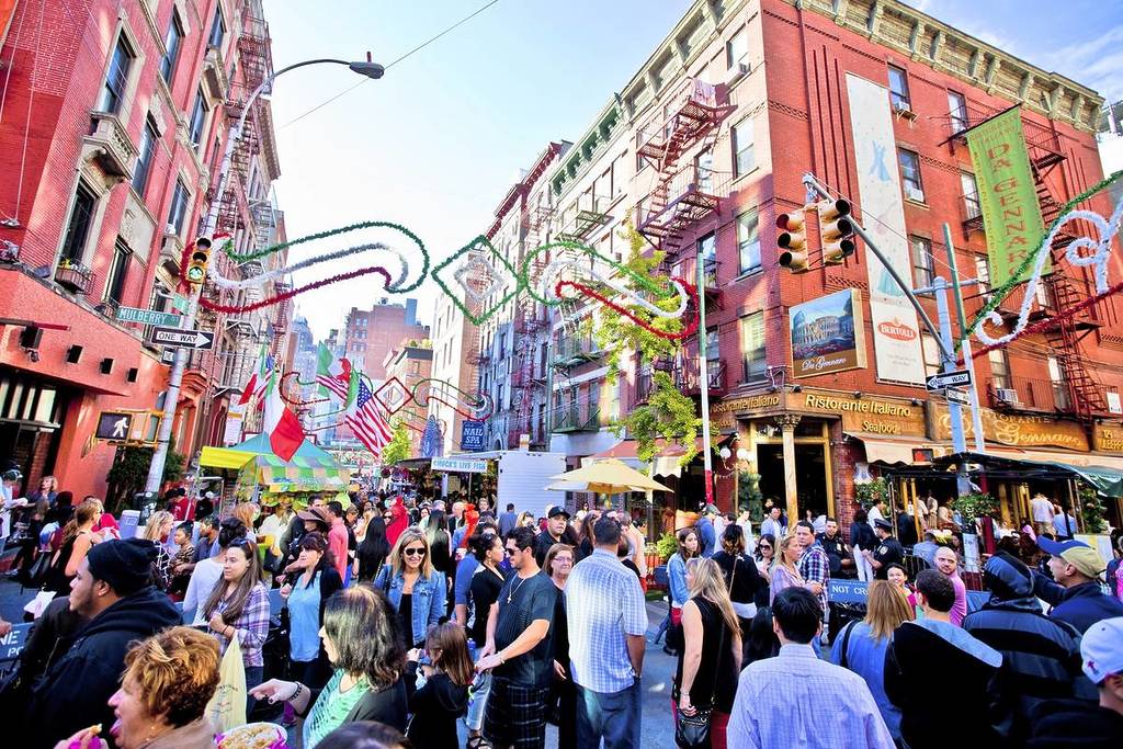 NEW YORK, NY - SEPT 22: Little Italy on Mulberry St. during the Feast Of San Gennaro on September 22, 2013 in New York City.