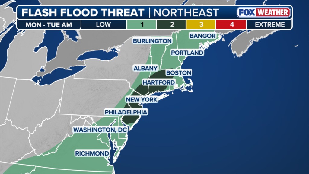 New York City was walloped by heavy rain during Monday’s morning commute.
