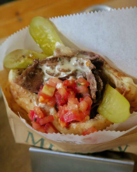 Rib-eye roast beef pita from Miznon, debuting at the 2026 US Open. Photo via Miznon.