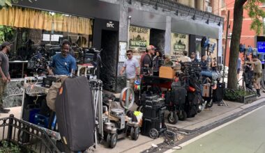 Production equipment for “NCIS: New York” on Henry Street in Brooklyn Heights. Photo: Mary Frost/Brooklyn Eagle