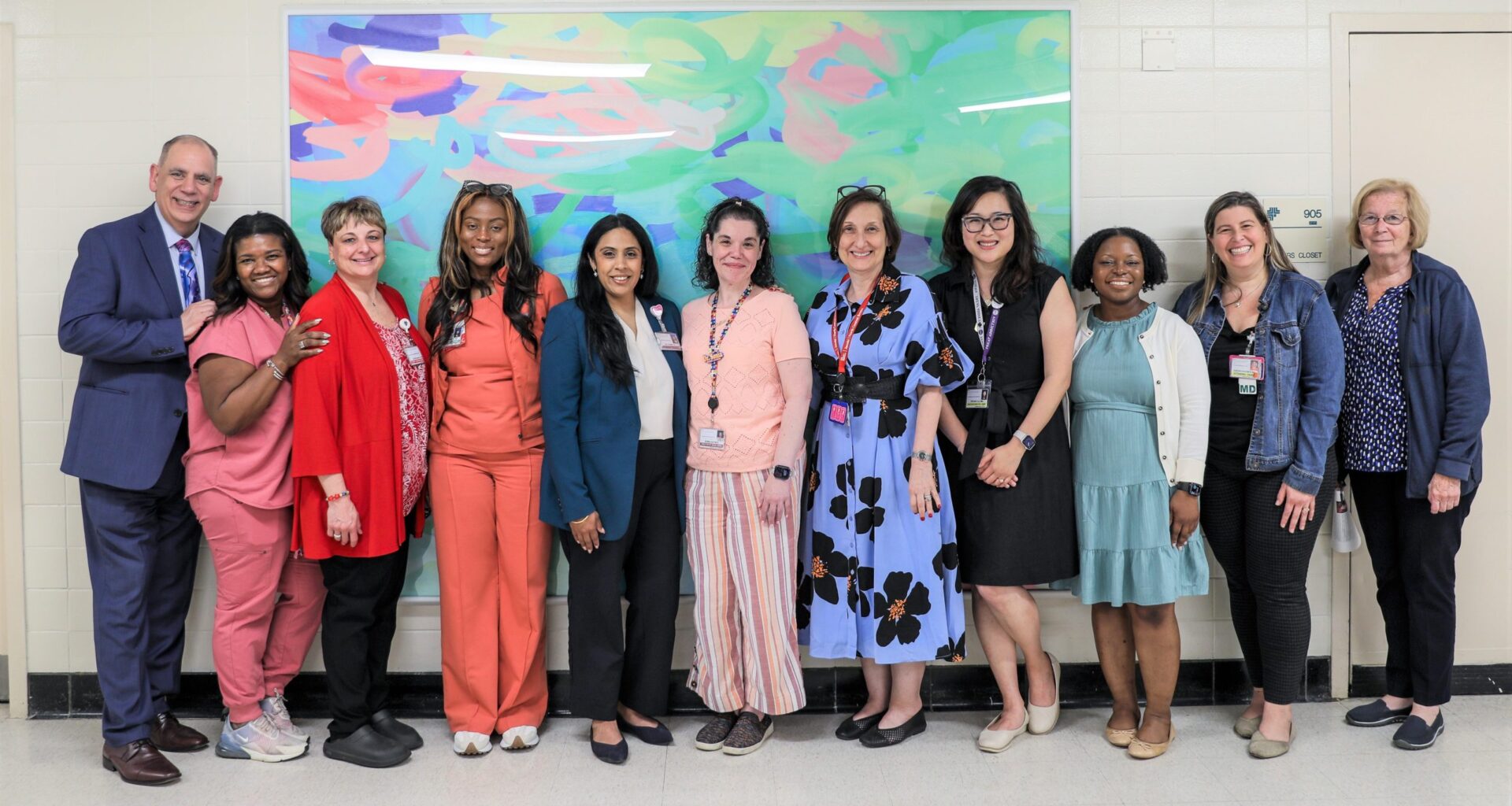 NYC Health + Hospitals/Jacobi CEO Chris Mastromano, COO Jordana Bailey, CMIO Daran Kaufman, CXO Donna Geiss, Chair of Behavioral Health Dr. Maryann Popiel with Jacobi Hospital’s Behavioral Health Team (Jacqueline Hunter, Shani Bennett, Lisa Ramroop, Sonia Haynes, Tiffany Lu, Sherrifa Bailey)