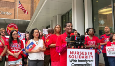 NYSNA Holds Maimonides Vigil To ‘Protest Health Care Shortages Caused By End Of Temporary Protected Status For Haitian Immigrants’