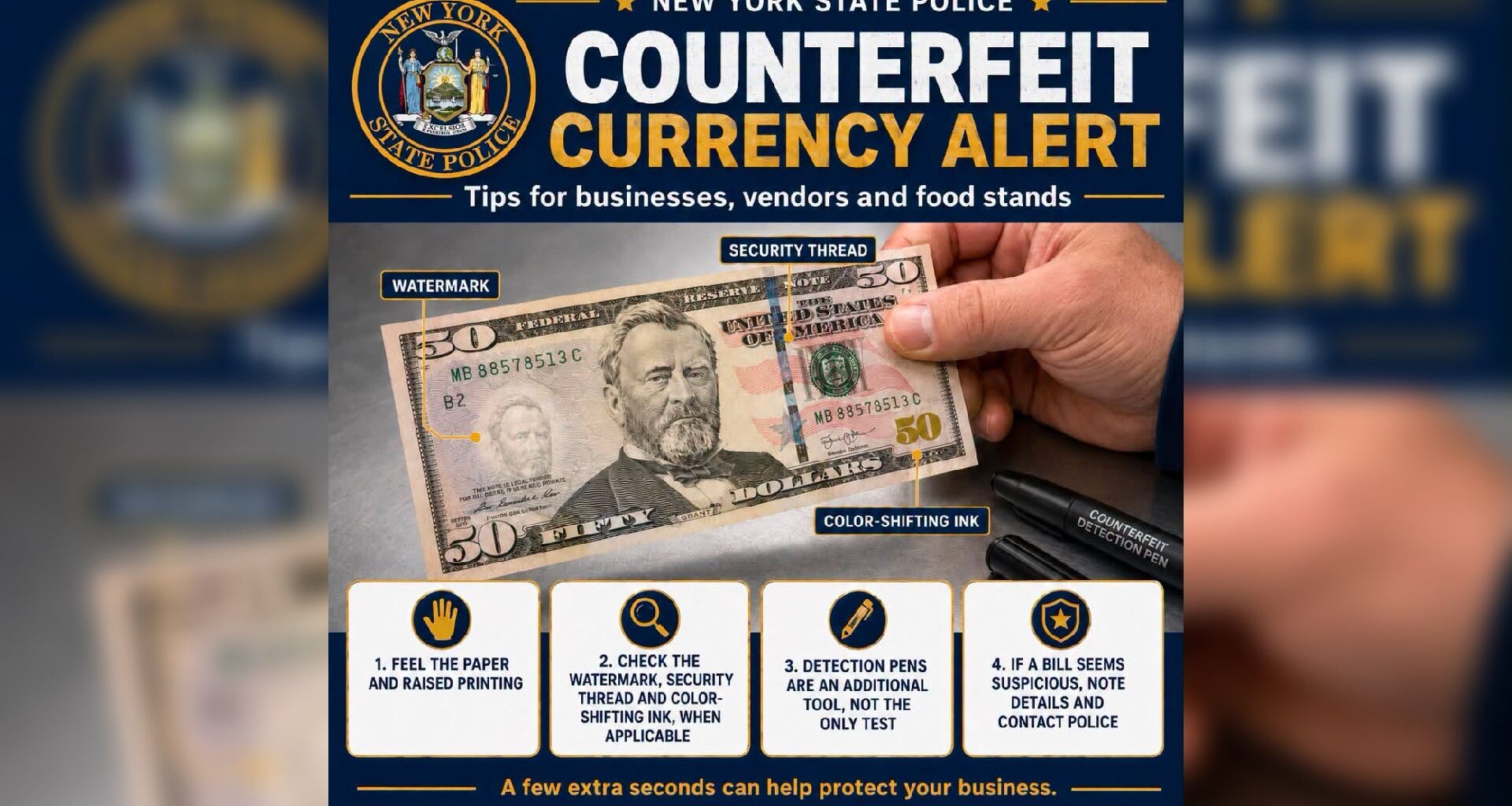 NY State Police warn businesses about counterfeit currency