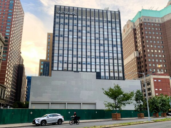 An empty lot currently stands at 205 Montague St., where a 51-story luxury tower is being developed. Photo: Mary Frost/Brooklyn Eagle
