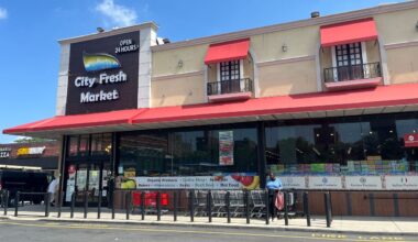 A 25-by-60-foot swath of City Fresh Market’s ceiling fell to the floor inside the grocery store on Broadway. (Courtesy Kevin Barnes)