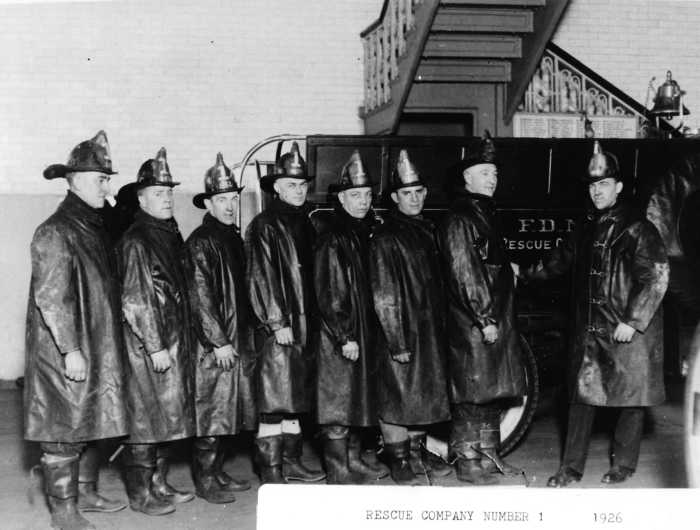 vintage photo of a fire fighting team