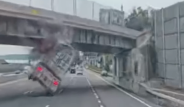 NYS Thruway bridge strike knocks semi truck to the ground in viral dash cam video
