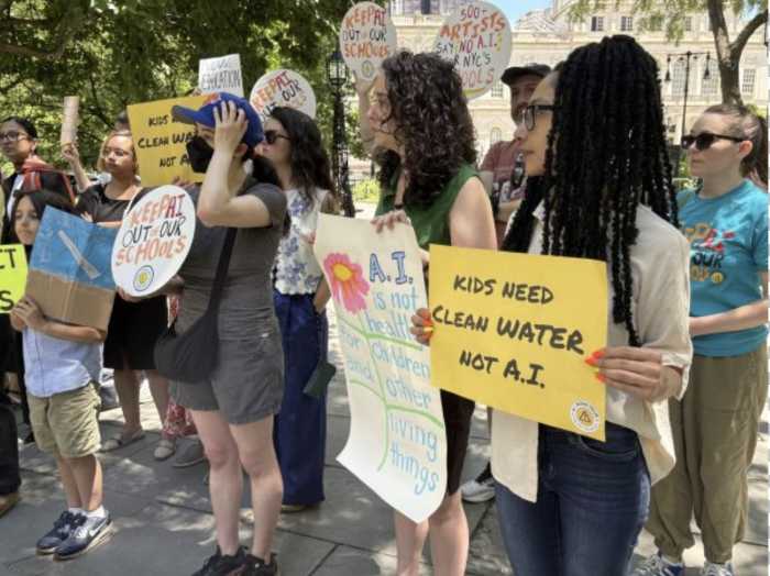 Parents, educators, lawmakers and advocates are concerned about the rush to incorporate technology, especially AI into NYC's learning spaces and are calling on the city to hit pause and return to more analog methods until stricter guardrails can be put in place.