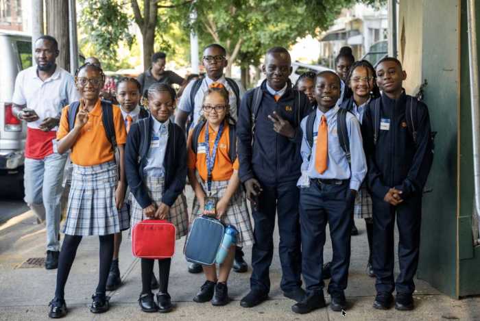 Success Academy students ahead of a new school opening.