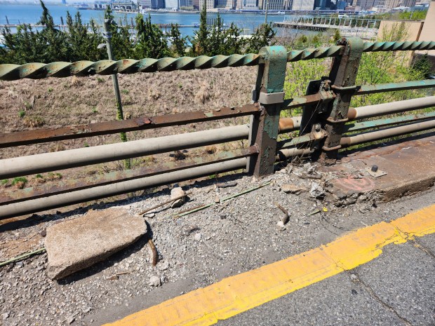The decaying elevated section of the BQE in Brooklyn Heights, New York City is seen on Thursday, April 24, 2025.