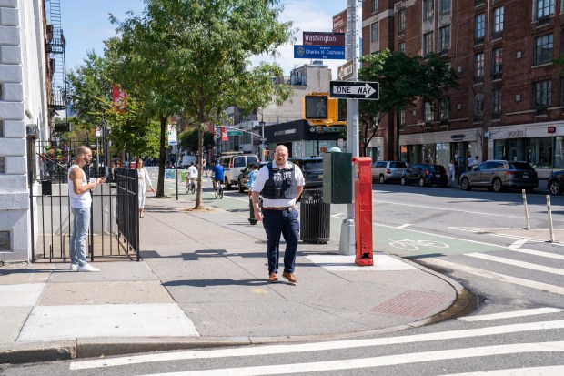 A 22yr old woman walking westbound on West Washington Place and crossing 6th Avenue using the southern crosswalk was pronounced dead at Bellevue Hospital after a grey colored vehicle struck her in Manhattan on Sunday August 23, 2026. 1048. The driver then fled the scene in the car. (Theodore Parisienne / New York Daily News)