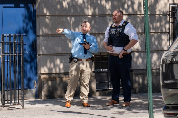 A 22yr old woman walking westbound on West Washington Place and crossing 6th Avenue using the southern crosswalk was pronounced dead at Bellevue Hospital after a grey colored vehicle struck her in Manhattan on Sunday August 23, 2026. 1048. The driver then fled the scene in the car. (Theodore Parisienne / New York Daily News)