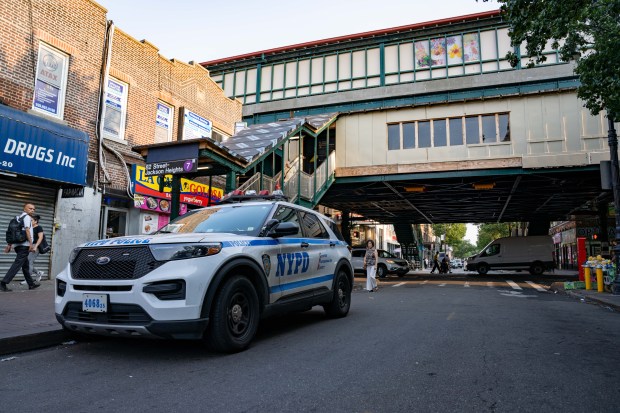 A 35yr old man was taken to Elmhurst Hospital after he was stabbed twice in the abdomen whilst aboard a number '7' train at the Roosevelt Avenue / 82nd Street stop in Queens on Thursday August 13, 2026. 0738. (Theodore Parisienne / New York Daily News)