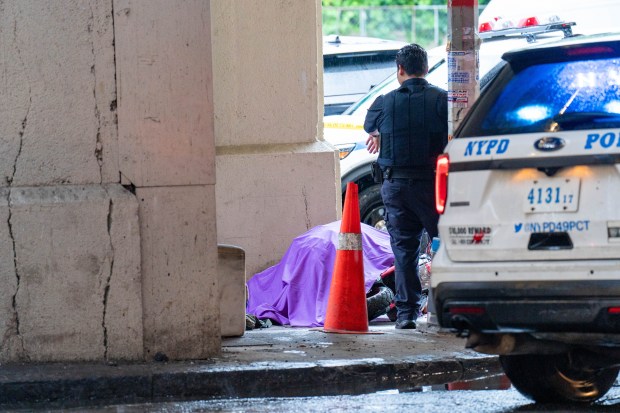 A 50yr old man riding a moped on Sagamore Street at Birchall Avenue was pronounced dead on scene after he was shot multiple times about the body in the Bronx on Monday August 3, 2026. 0809. (Theodore Parisienne / New York Daily News)