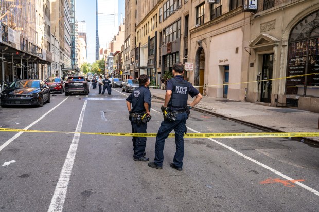 A man was shot multiple times inside an underground "after hours" club on W. 30th St. near 8th Ave. in Manhattan early Saturday, Aug. 8, 2026. (Theodore Parisienne / New York Daily News)
