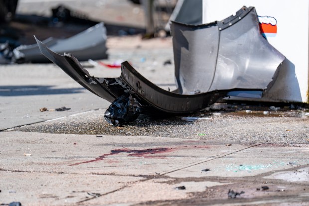 Multiple people were injured in a crash at Sherman Ave. and W. 204th St. in Inwood on Thursday, Aug. 20, 2026. (Theodore Parisienne / New York Daily News)