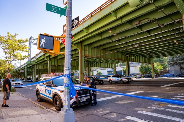 A 28yr old woman was rushed to NYU Langone Lutheran Medical Center in critical condition with head and body trauma after she was struck by someone operating a black Cadillac, just one block away from the Hospital, as she tried to cross 3rd Avenue at 55th Street in Brooklyn on Saturday August 29, 2026. 0932. The vehicle then fled the scene. (Theodore Parisienne / New York Daily News)