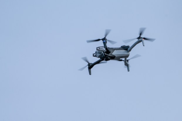(Drone) An NYPD officer responding to a murder was wounded in the face when the suspect fired a shotgun before eventually killing himself near Hegeman Ave. and Thomas S. Boyland St. in Brooklyn on Monday, Nov. 17, 2025. (Theodore Parisienne / New York Daily News)