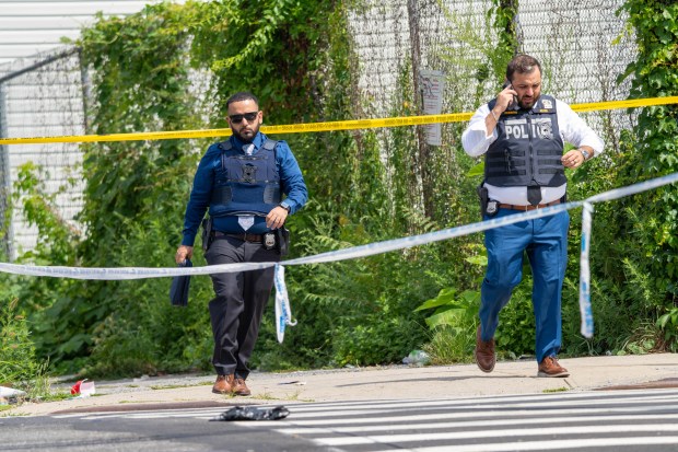 A 33yr old Sofronie Hartzog was pronounced dead at Brookdale Hospital after she was shot in the back whilst at The Oolala Club at 391 Howard Avenue in Brooklyn on Sunday August 16, 2026. 1125. A 34yr old man, shot in the abdomen at the same location, was taken to Kings County Hospital. (Theodore Parisienne / New York Daily News)