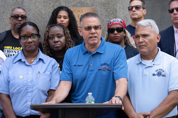 John Chiarello, TWU Local 100 President, speaks after Robert Ray's sentencing in Manhattan Supreme Court Thursday, Aug. 6, 2026 in Manhattan, New York. (Barry Williams/ New York Daily News)