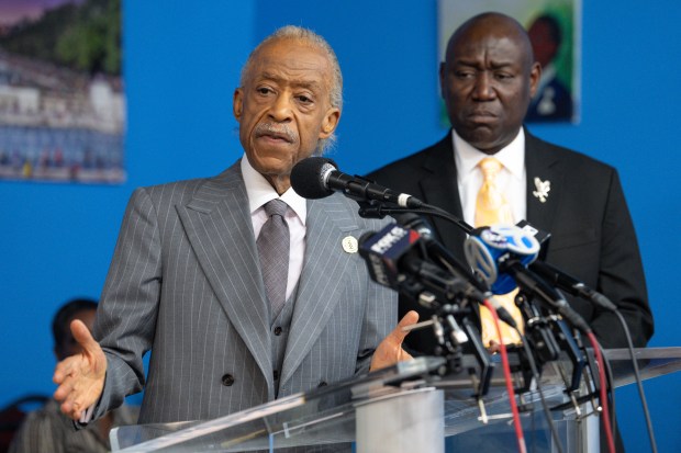 Rev. Al Sharpton speaks at a press conference announcing law suits related to the Harlem Legionnaires' Disease outbreak.